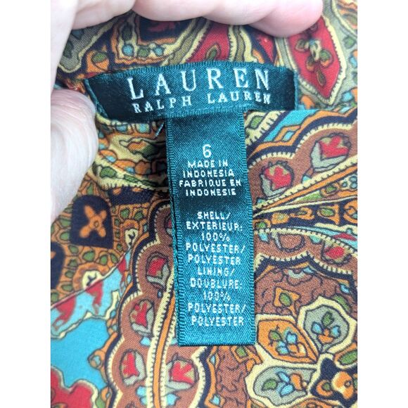 LAUREN RL Paisley Tiered Midi Skirt Boho Classic Feminine Cottage Flowy Size 6 - Picture 4 of 4